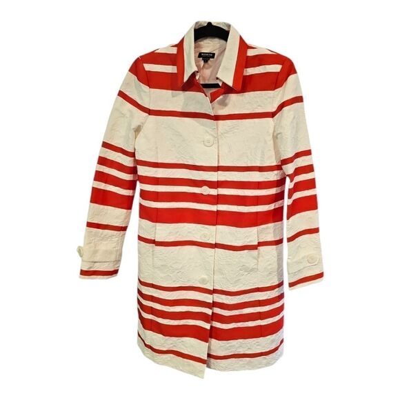 Worth New York White and Red Embossed Trench Coat Size‎ Small - Picture 1 of 9